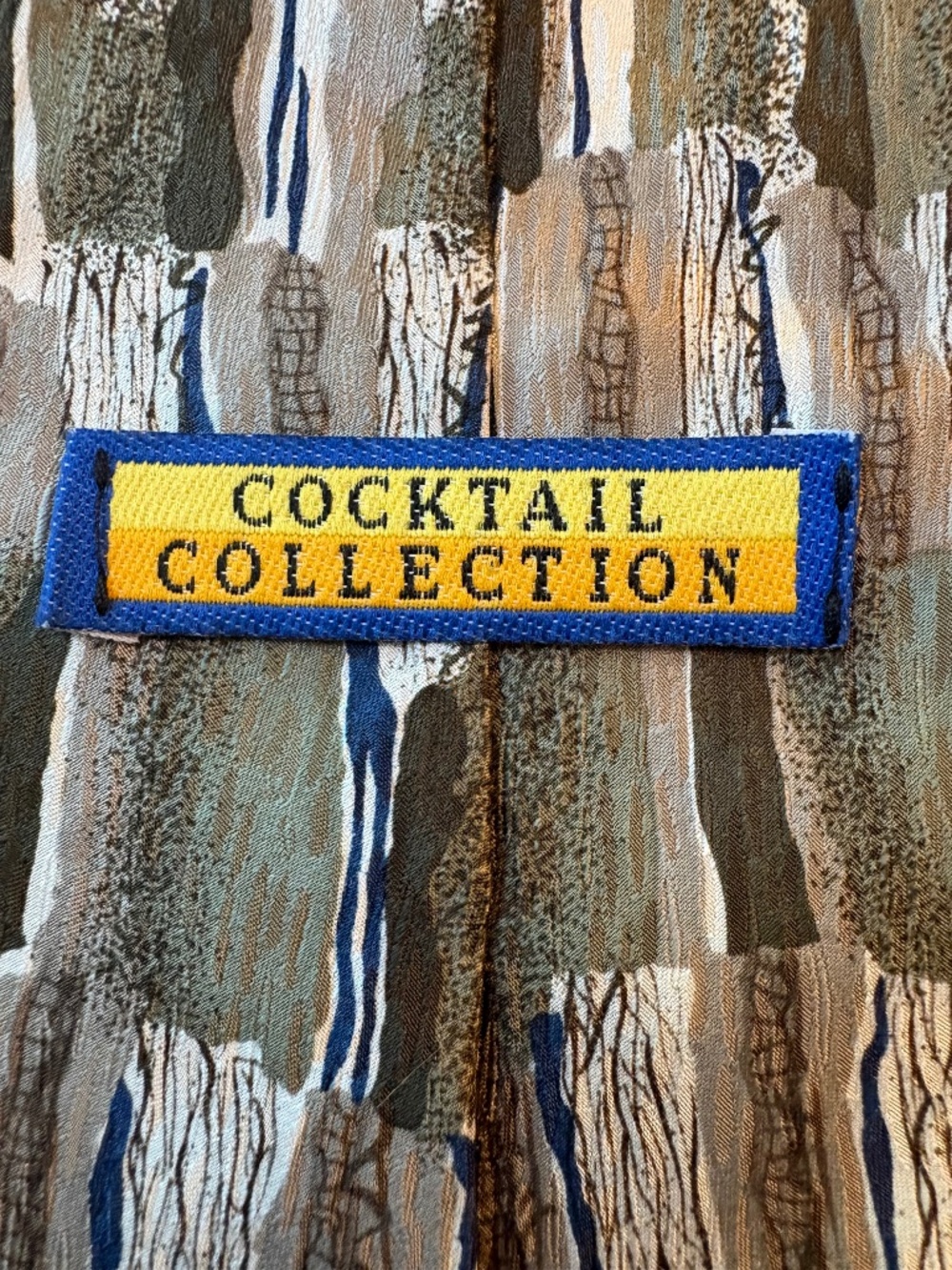 Vintage Cocktail Collection Silk Tie Beer Microscope Abstract Earth Tone